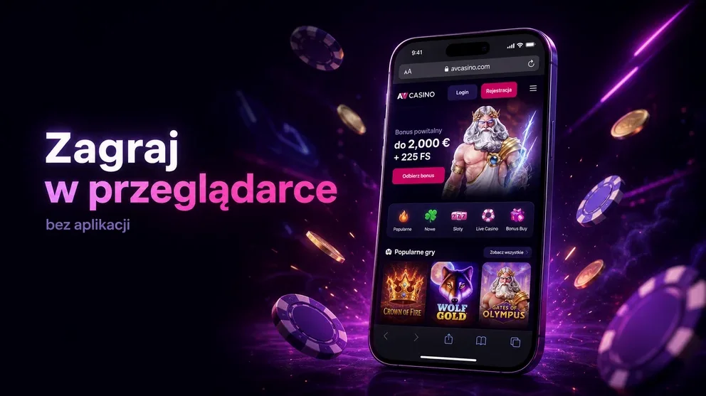 Smartfon z otwartą stroną NV Casino w przeglądarce